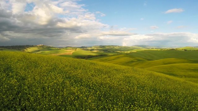 Typical landscape of the Val d'Orcia in Tuscany, Italy. Aerial view