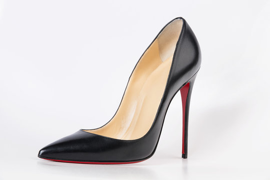 Black, elegant evening high heels red bottom