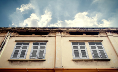 Old Windows and blue sky cloud