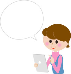 タブレットを使う女性　