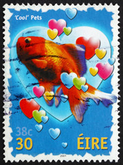 Postage stamp Ireland 2001 Goldfish and Hearts, Greetings Stamp