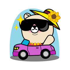  Cartoon bear ride  a car
