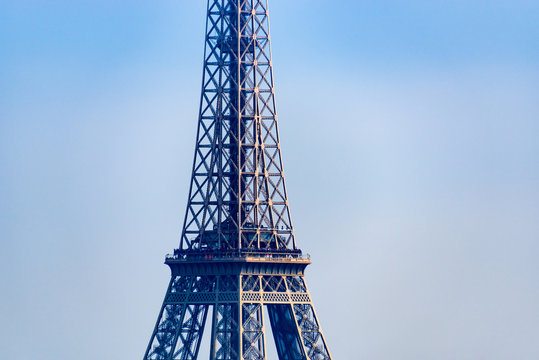Closeup of the Eiffel Tower in Paris, France