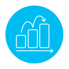 Bar chart upward line icon.