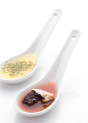 vinegar and garlic oil. salad dressing