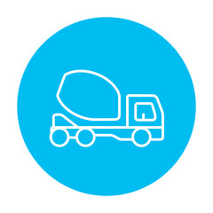 Concrete mixer truck line icon.