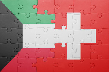 puzzle with the national flag of switzerland and kuwait