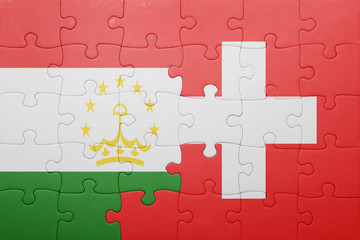 puzzle with the national flag of switzerland and tajikistan