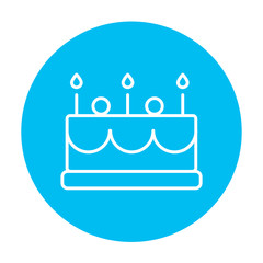 Birthday cake with candles line icon.