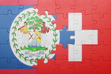 puzzle with the national flag of switzerland and belize