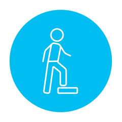 Man doing step exercise line icon.