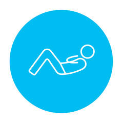 Man doing abdominal crunches line icon.