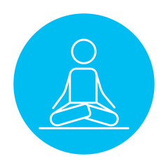 Man meditating in lotus pose line icon.