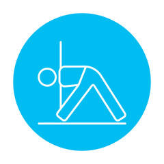 Man practicing yoga line icon.