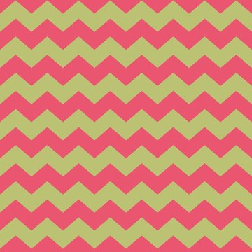 Tile vector pattern with pink zig zag on green background
