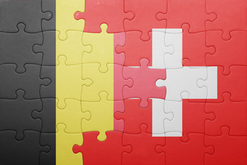 puzzle with the national flag of switzerland and belgium