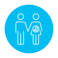 Husband with pregnant wife line icon.