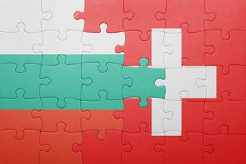 puzzle with the national flag of switzerland and bulgaria