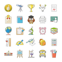 Education color vector icons