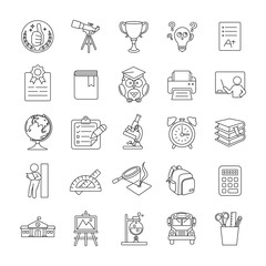 Education outlines vector icons