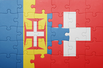 puzzle with the national flag of switzerland and madeira
