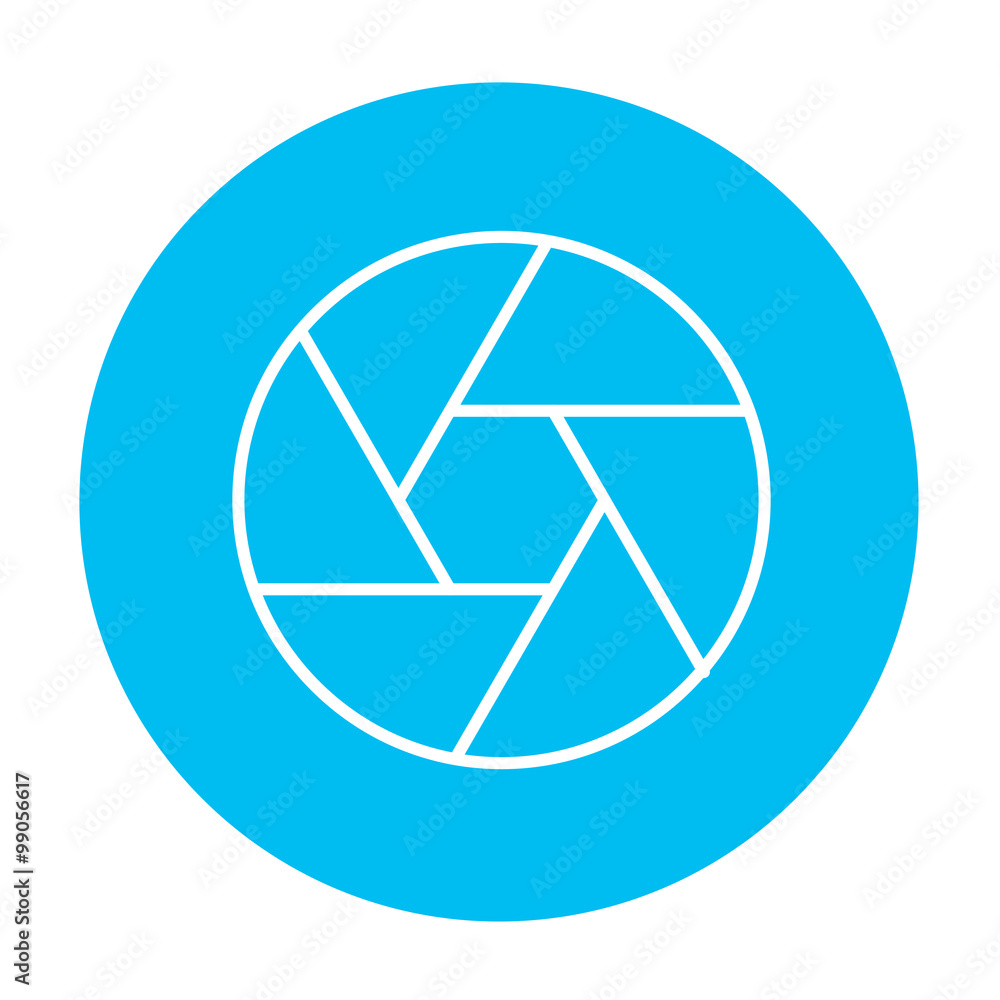 Poster camera shutter line icon.