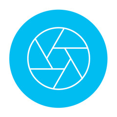 Camera shutter line icon.