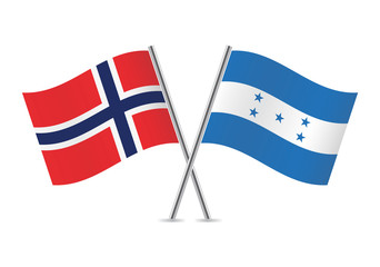 Norway and Honduras flags. Vector illustration.