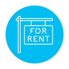 For rent placard line icon.