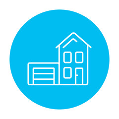 House with garage line icon.