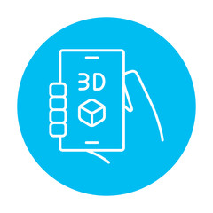 Smartphone with three D box line icon.