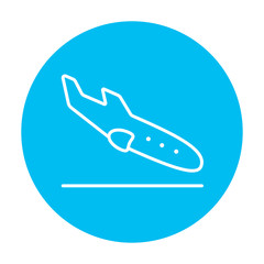 Landing aircraft line icon.
