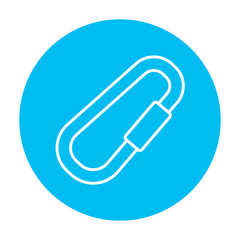 Climbing carabiner line icon.