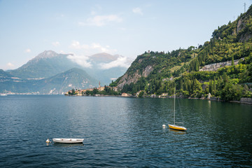 Fototapeta na wymiar A view of the fishing village of Bellano on Como lake in Italy, Alps, Europe.