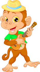 cute monkey with ukulele (guitar)
