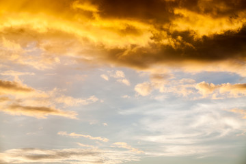 colorful dramatic sky with cloud at sunset