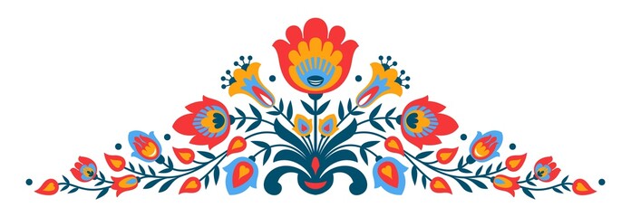 Polish folk papercut style flowers - obrazy, fototapety, plakaty
