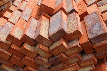 Ground bricks on a pallet