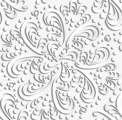 Seamless luxury 3d white paisley illustration vector