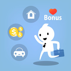 businessman dreaming of earning bonus
