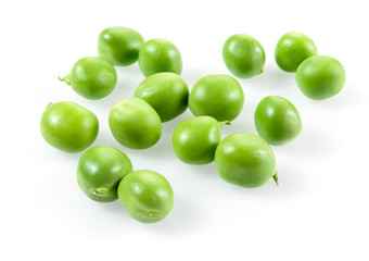 Green peas isolated on white background