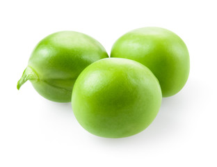Green peas macro. With clipping path.