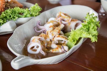steamed Squid in white dish
