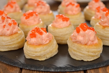 Canape with salmon mousse