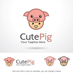 Cute Pig Logo Template Design Vector