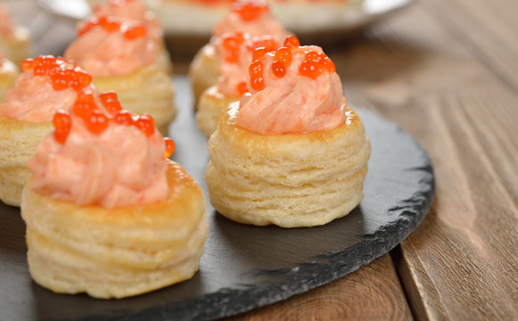 Canape with salmon mousse