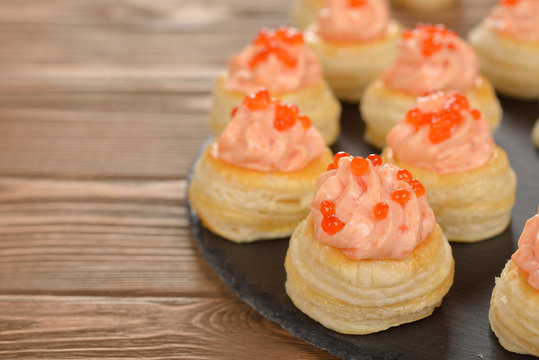 Canape with salmon mousse
