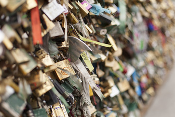 Love locks on Paris Bridge