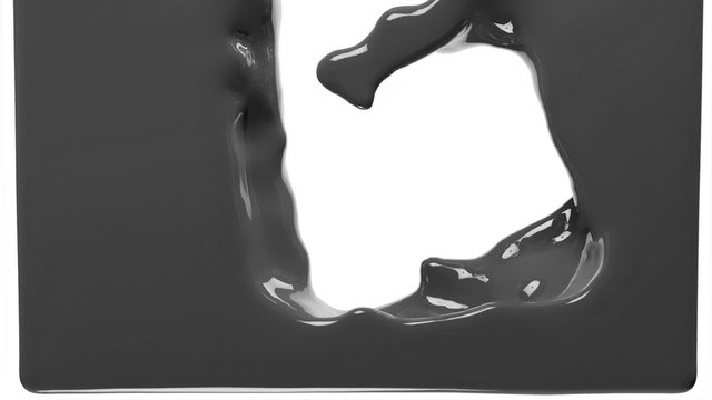 grey paint fills up screen, slow motion, isolated on white with alpha cannel