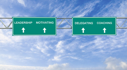 Road sign to leadership